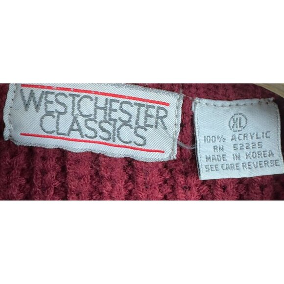 Vintage Westchester Classics Sweater XL Red Striped Heavy Cable Knit Crew Neck - Picture 7 of 8